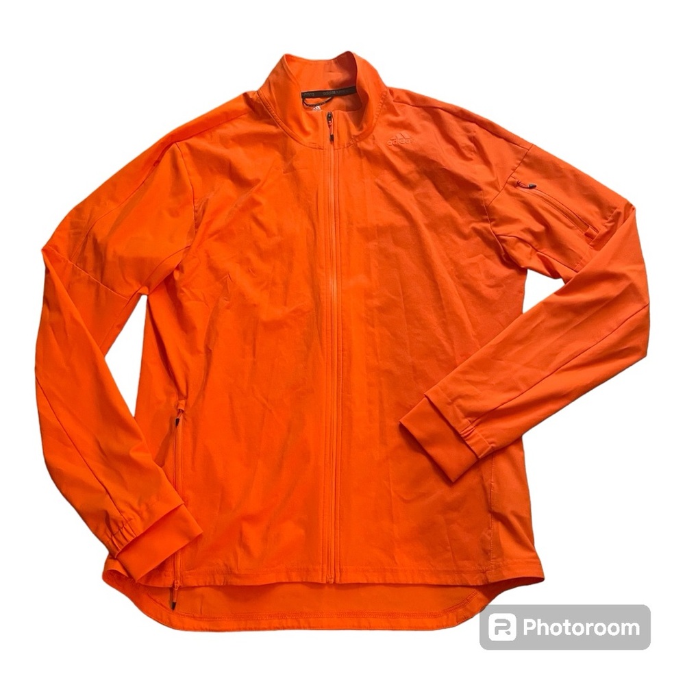 ADIDAS “supernova” lightweight running zip up jacket /orange w/reflective thread